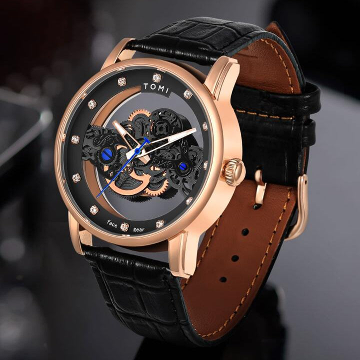 tomi face gear watch TOMI T-102 Face Gear Dual Strap Luxury Watch