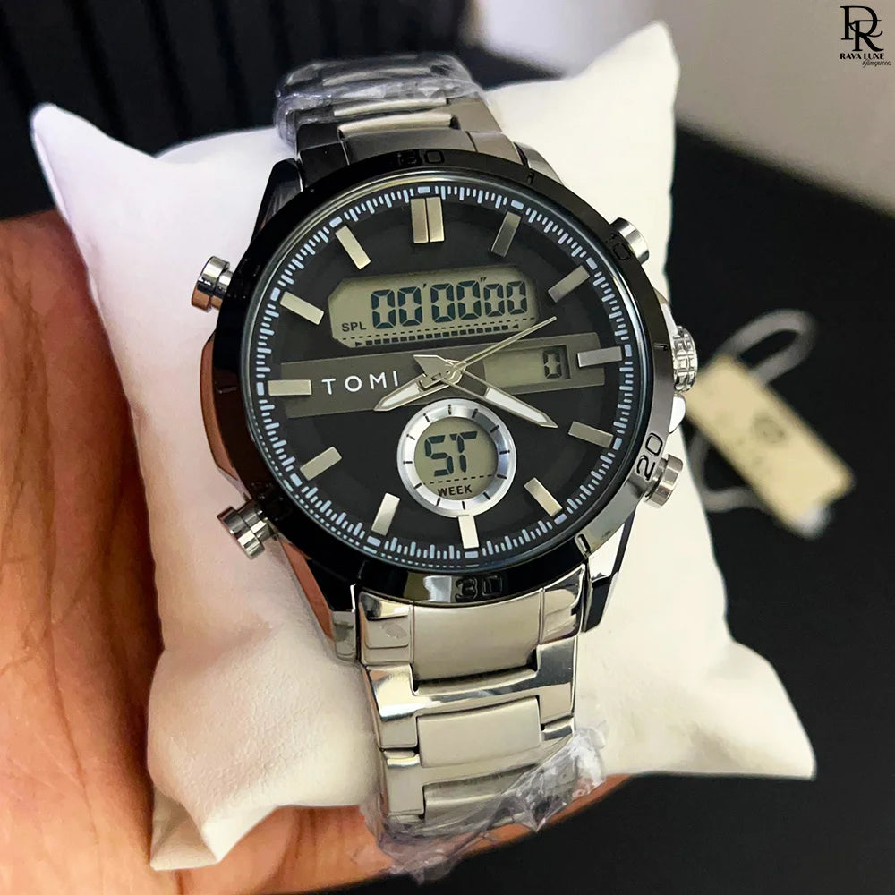 TOMI T-1956 High Quality Chain Watch Dual Time – Tomiwatches.pk