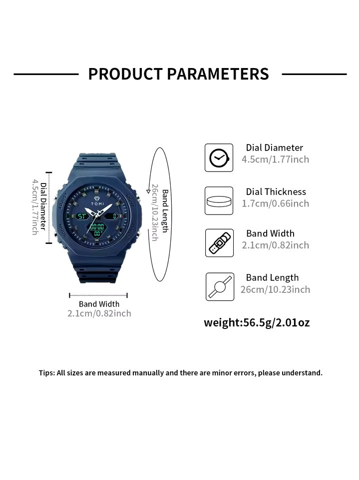 TOMI T-217 Dual Time Sports Watch