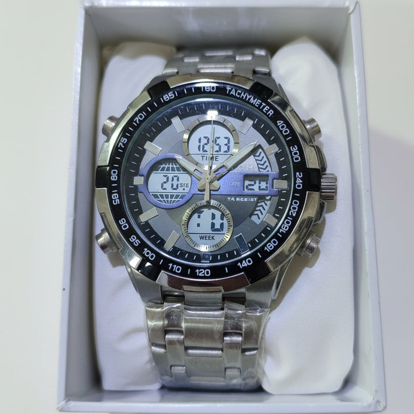 TOMI T-3010 High Quality Chain Watch Dual Time Day Date