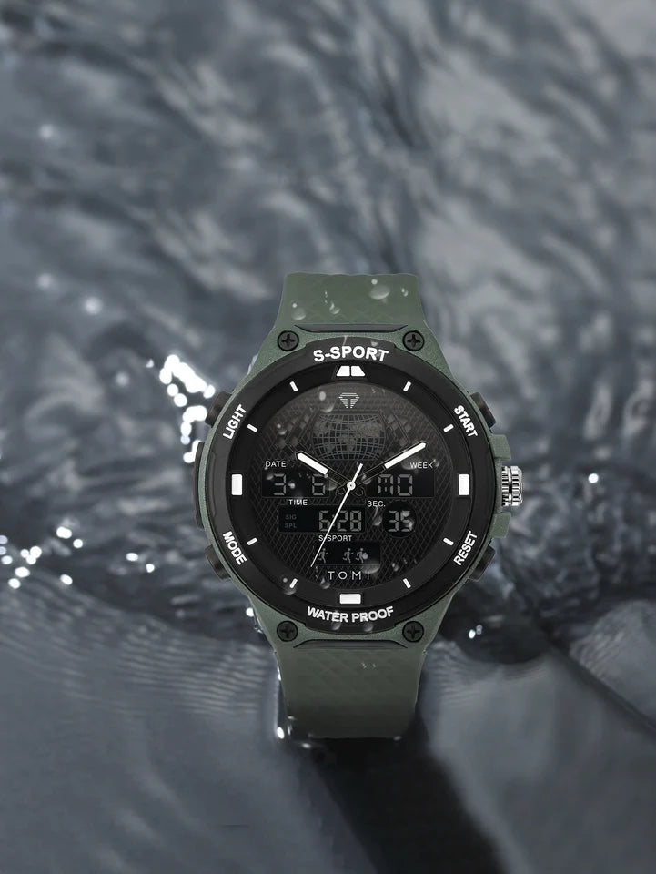 TOMI T-215 Men's Sports Watch - Dual Time Multi Functional 30M Waterproof Outdoor Sports Electronic Watch Student Military Watch (Copy 3)