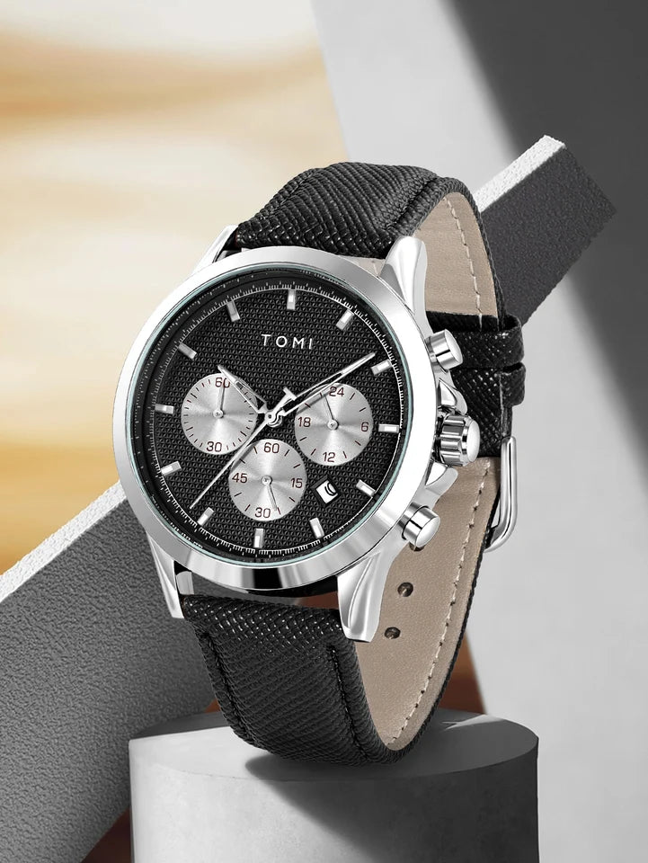 TOMI T-604 Luxury Business Four-piece Set Men's Quartz Watch Casual Fashion Men's Cufflinks Tie Clip Watch Gift Box