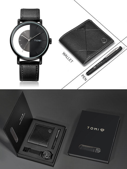 TOMI S8 Series Customised T-080 Gift Set Watch With Wallet & Pen Quartz