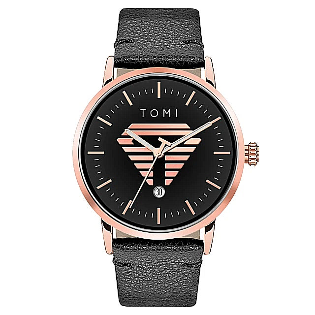 TOMI T-042 Watch For Men's Date Quartz Leather Strap