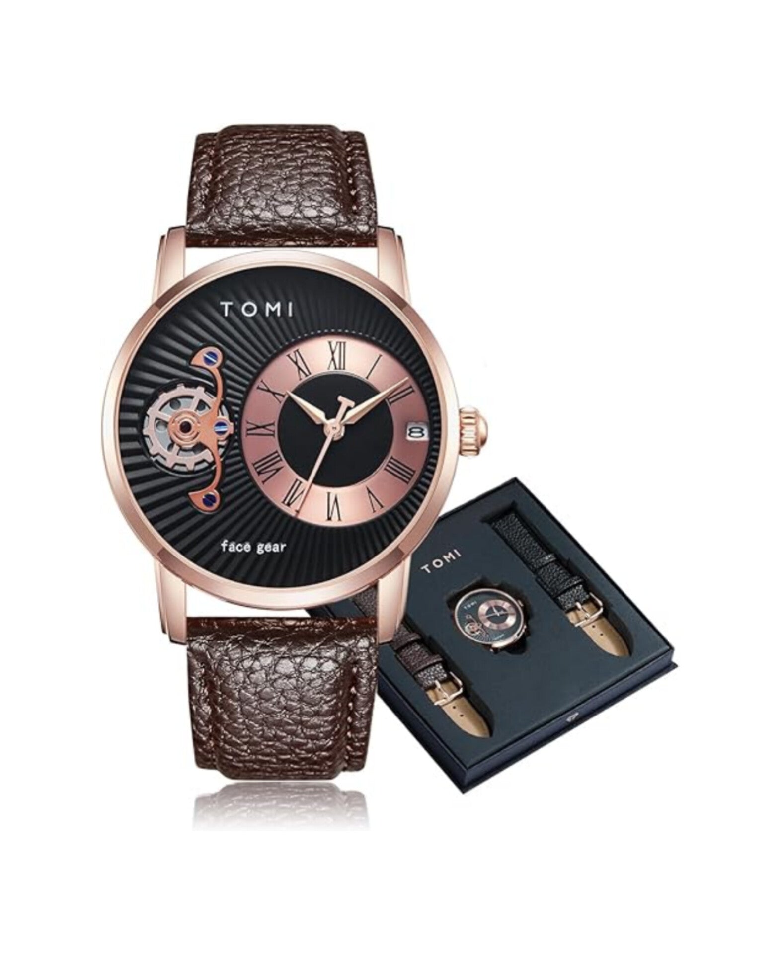 tomi face gear watch TOMI T-104 Face Gear Dual Strap Watch
