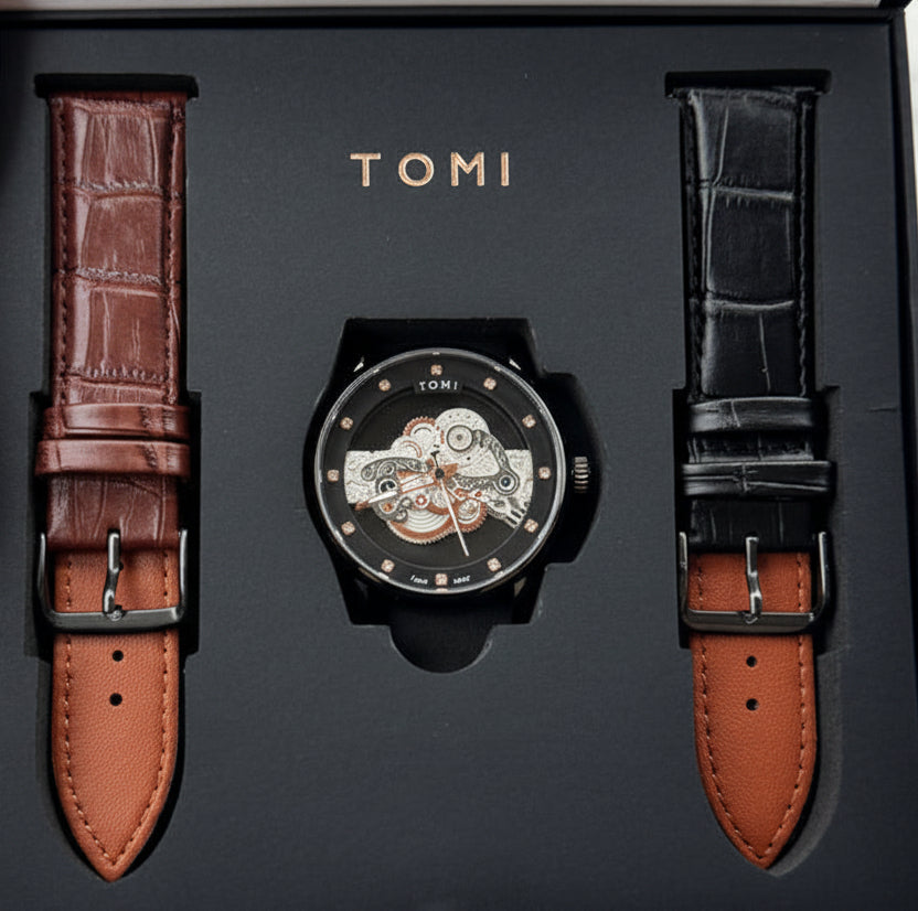 TOMI T-102 Face Gear Dual Strap Luxury Watch