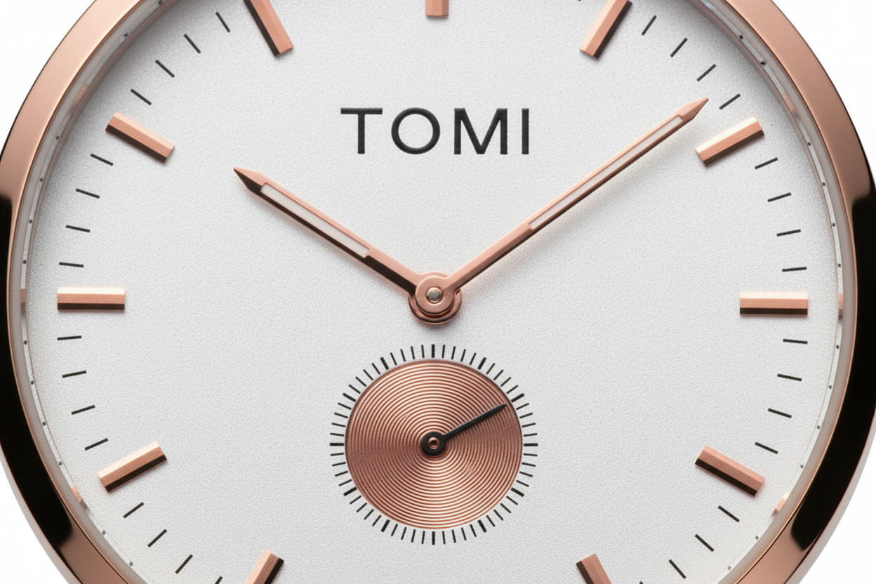 TOMI T-073 Luxury Slim Dial Watch Side Second Quartz Leather Strap