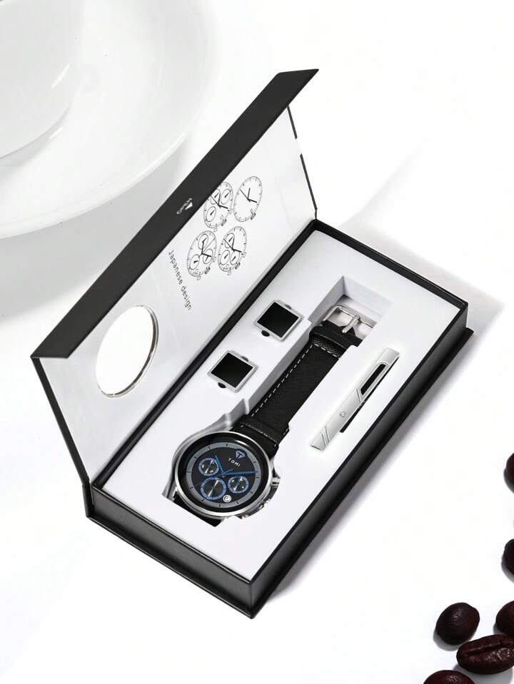 TOMI T-603 S6 Series Luxury Business Chronograph Watch Cufflinks Tie Pin