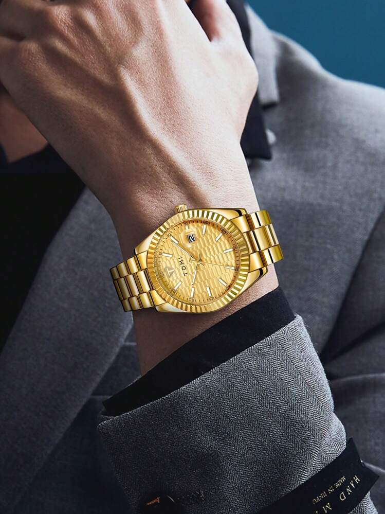 TOMI T-304 New Men's Luxury Business Stainless Steel Watch Gift Box Set