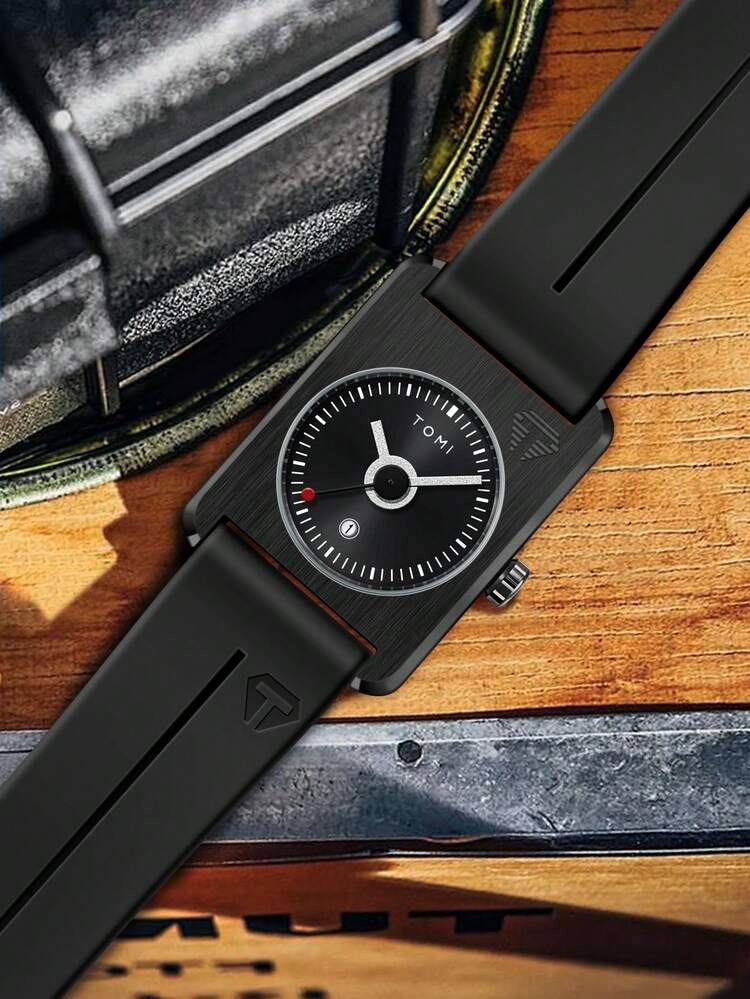 TOMI T-022 Tank Model Quartz Watch – Magnetic Lock Silicone Strap with Date Display