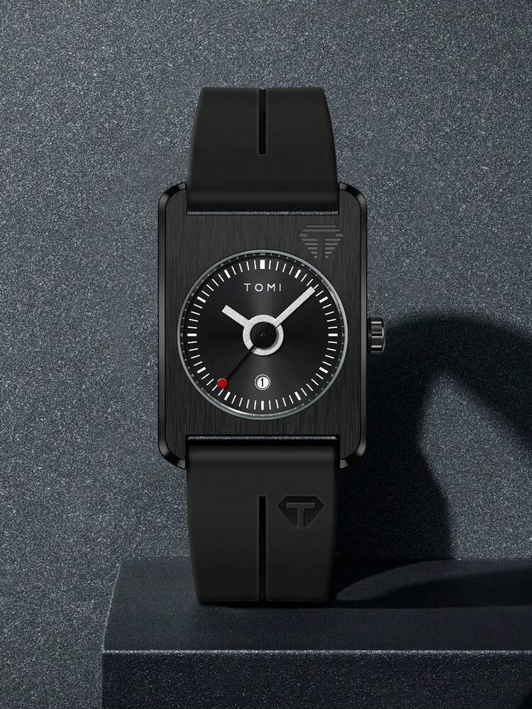 TOMI T-022 Tank Model Quartz Watch – Magnetic Lock Silicone Strap with Date Display