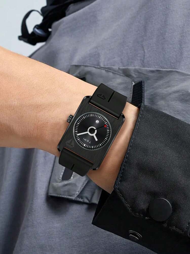 TOMI T-022 Tank Model Quartz Watch – Magnetic Lock Silicone Strap with Date Display