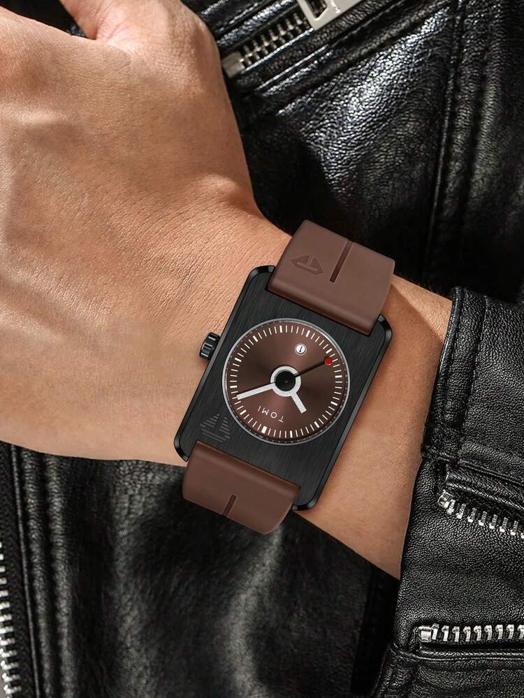 TOMI T-022 Tank Model Quartz Watch – Magnetic Lock Silicone Strap with Date Display