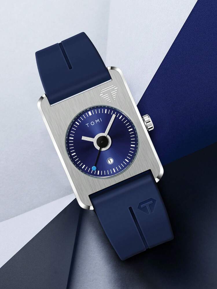 TOMI T-022 Tank Model Quartz Watch – Magnetic Lock Silicone Strap with Date Display