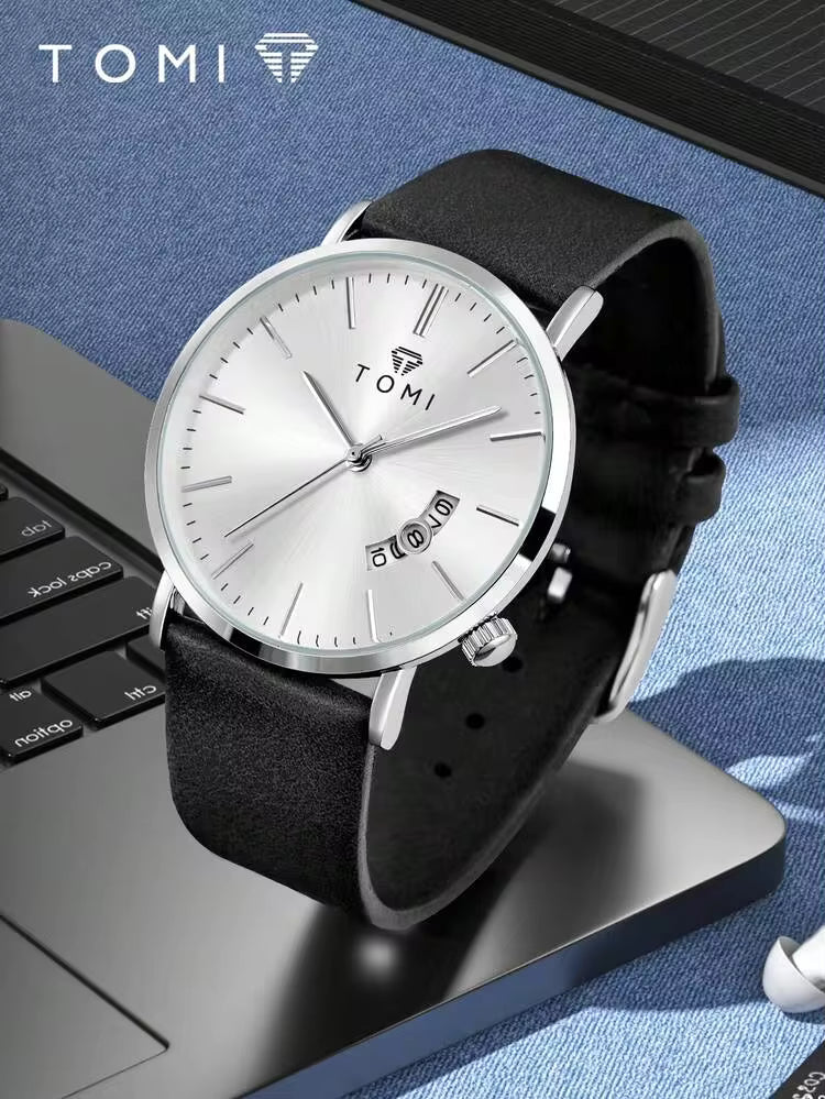 New TOMI T-018 Classic Slim Quartz Watch | Luxury Wristwatch with Date Function