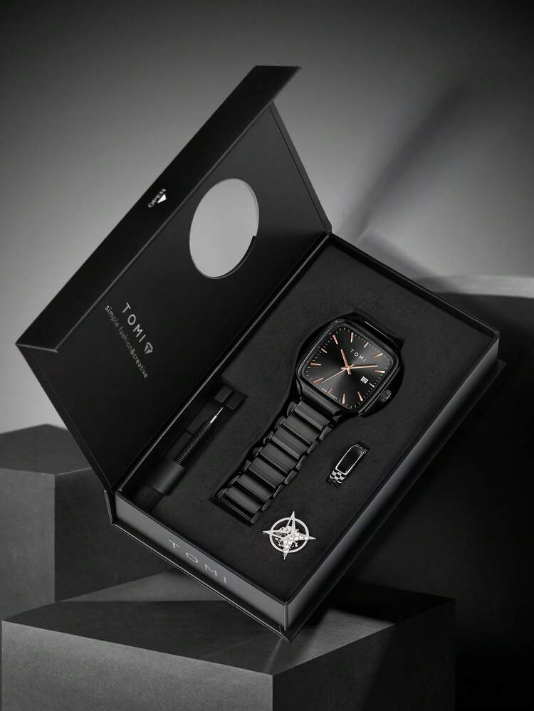 New TOMI T-314 High Quality Chain Watch – Date Quartz | Premium Gift Box Set