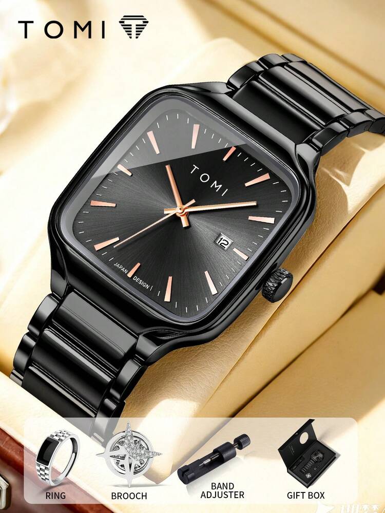 New TOMI T-314 High Quality Chain Watch – Date Quartz | Premium Gift Box Set
