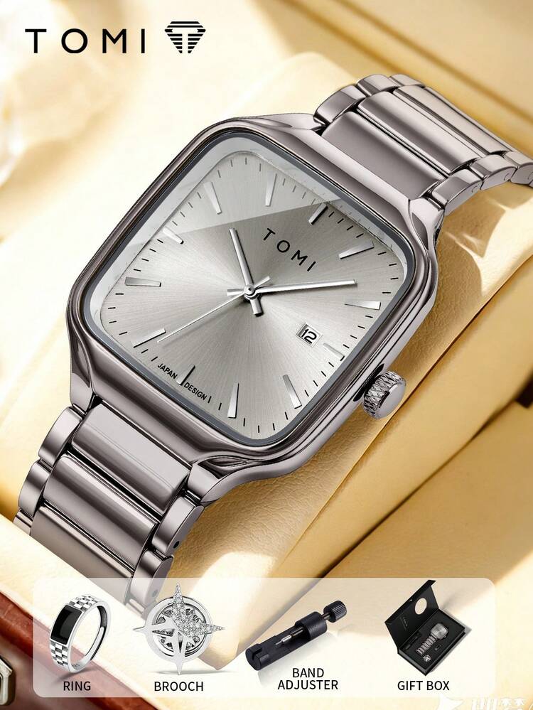 New TOMI T-314 High Quality Chain Watch – Date Quartz | Premium Gift Box Set