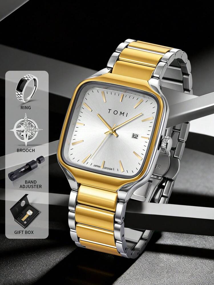 New TOMI T-314 High Quality Chain Watch – Date Quartz | Premium Gift Box Set