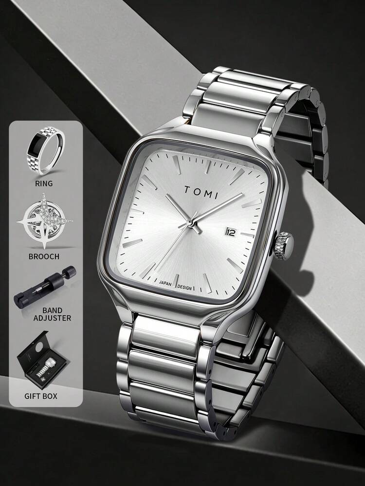New TOMI T-314 High Quality Chain Watch – Date Quartz | Premium Gift Box Set