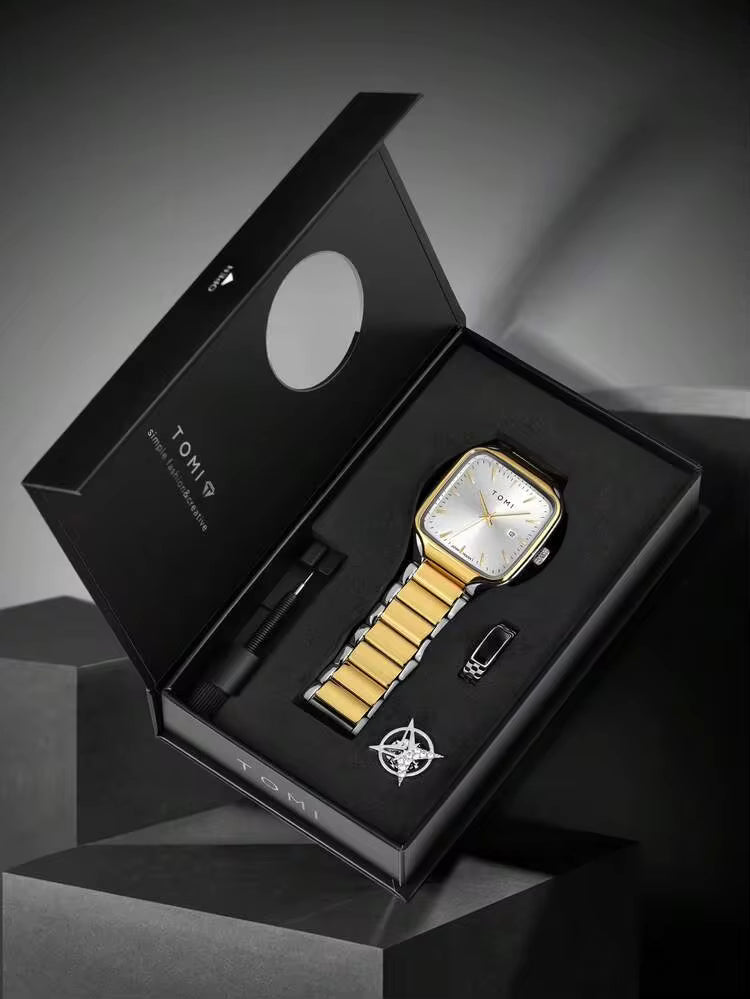New TOMI T-314 High Quality Chain Watch – Date Quartz | Premium Gift Box Set