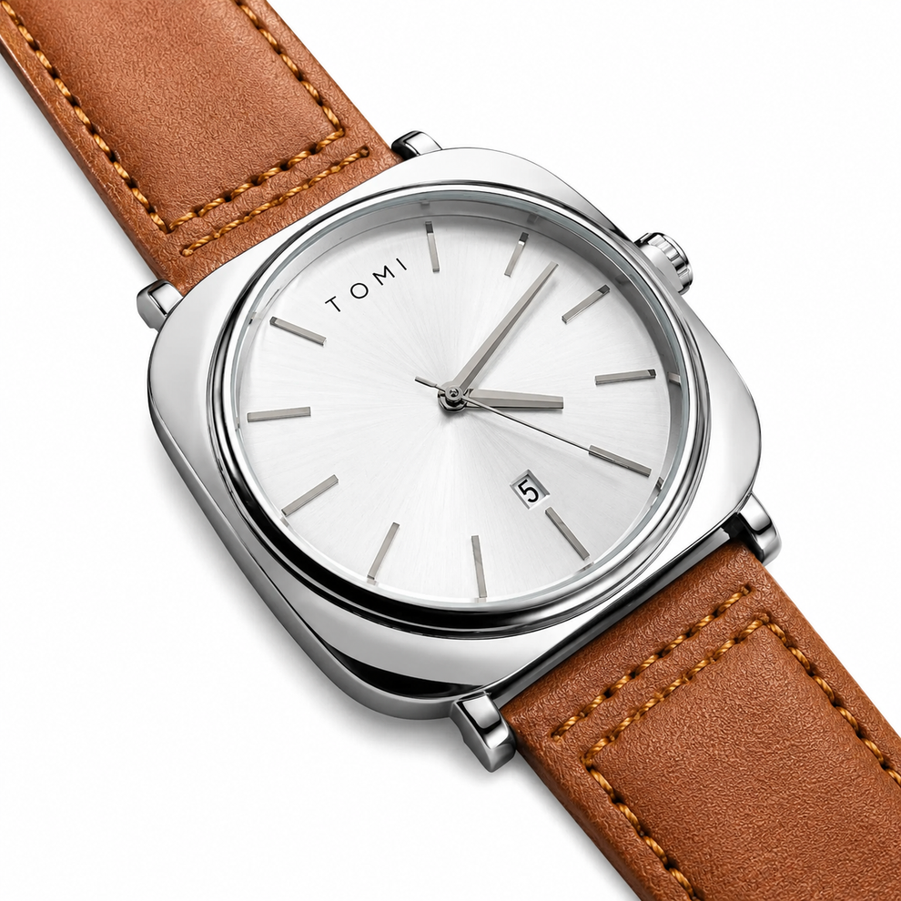 TOMI T-084 Men's Watch Quartz Date Leather Strap