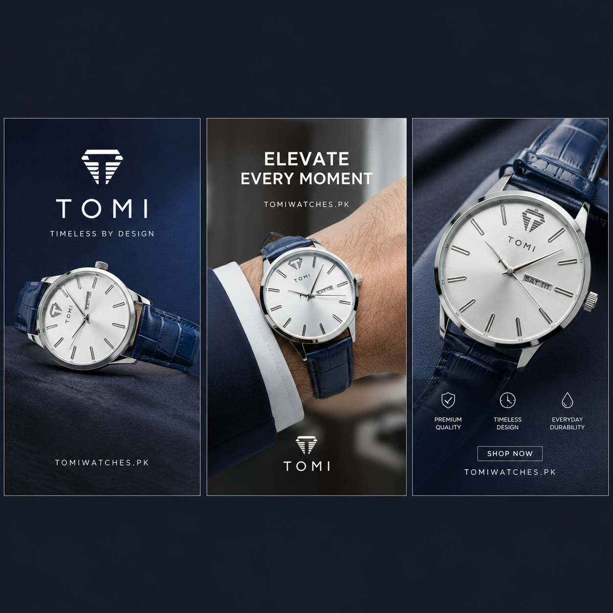TOMI T-045 Men’s Business Luxury Watch – Day/Date Display – Quartz Movement