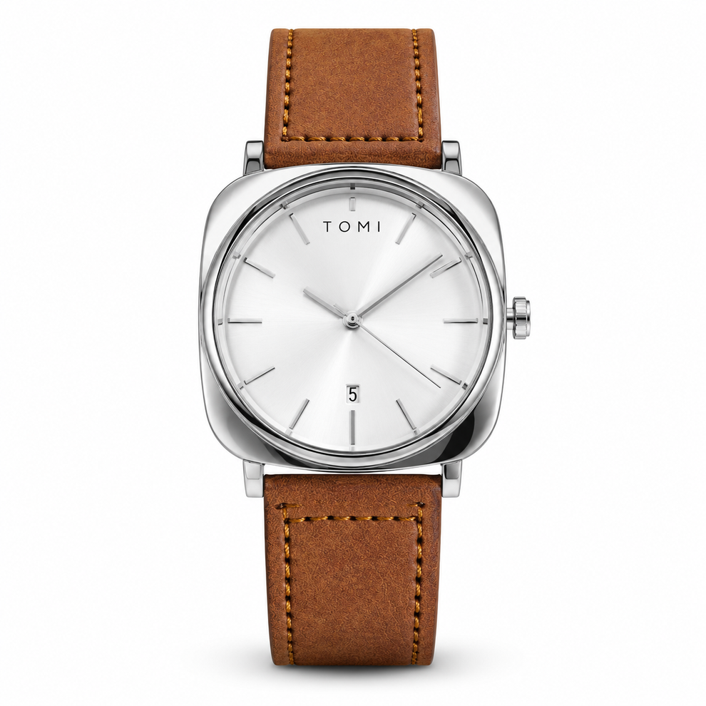 TOMI T-084 Men's Watch Quartz Date Leather Strap