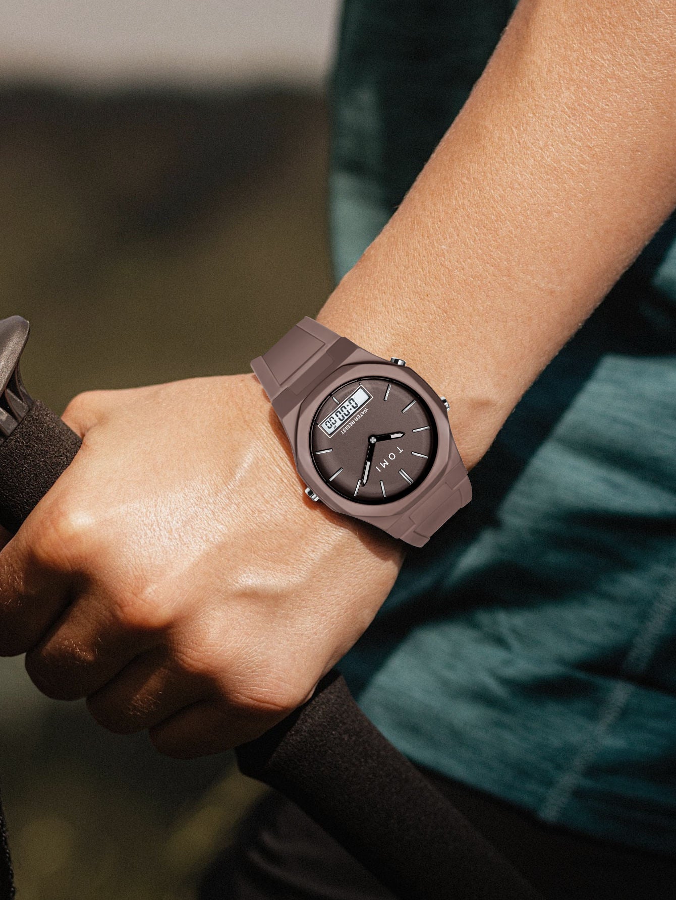 TOMI T-238 Dual Time Sports Watch Comfortable Straps Water Resistant