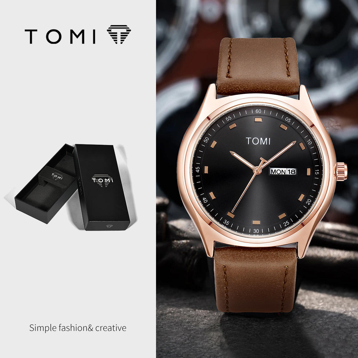 TOMI T-030 Men's Luxury Quartz Watch - Day & Date Display