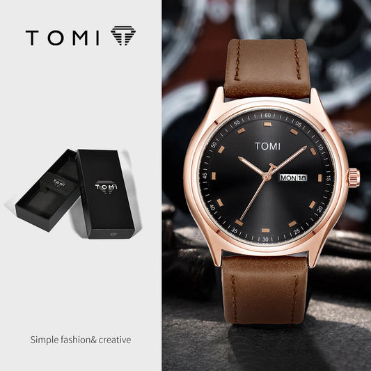 TOMI T-030 Men's Luxury Quartz Watch - Day & Date Display