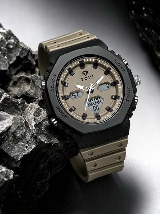 TOMI T-217 Dual Time Sports Watch Comfortable Straps Water Resistant