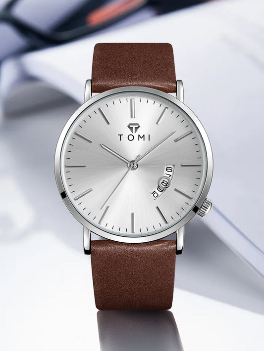 New TOMI T-018 Classic Slim Quartz Watch | Luxury Wristwatch with Date Function