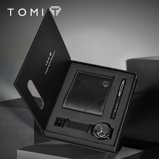 TOMI S8 Series Customised T-080 Gift Set Watch With Wallet & Pen Quartz