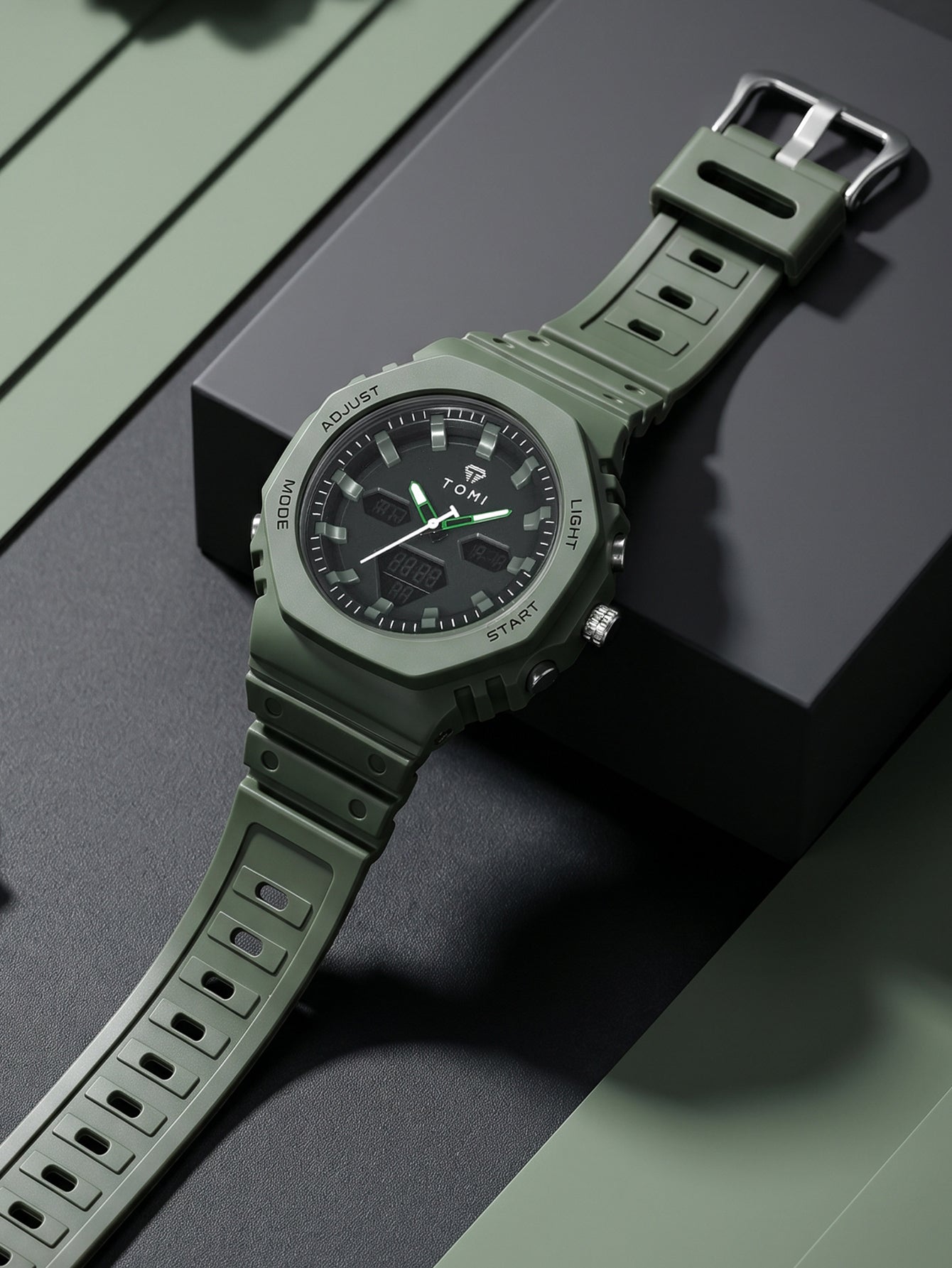 TOMI T-217 Dual Time Sports Watch Comfortable Straps Water Resistant