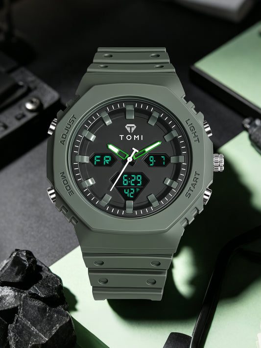 TOMI T-217 Dual Time Sports Watch Comfortable Straps Water Resistant