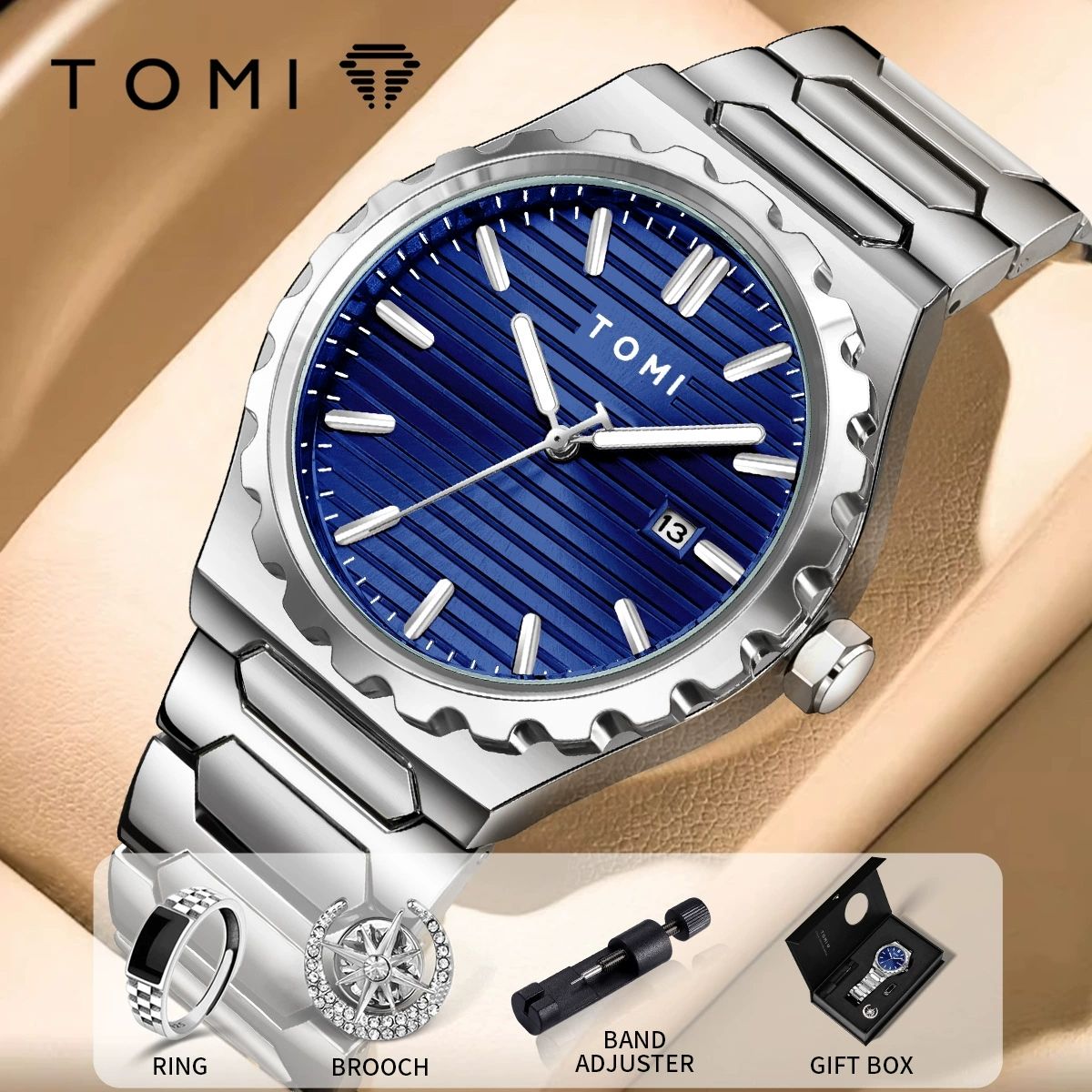 TOMI T-302 S3 Series Chain Watch With Ring Brooch & Chain Adjuster Gift Box
