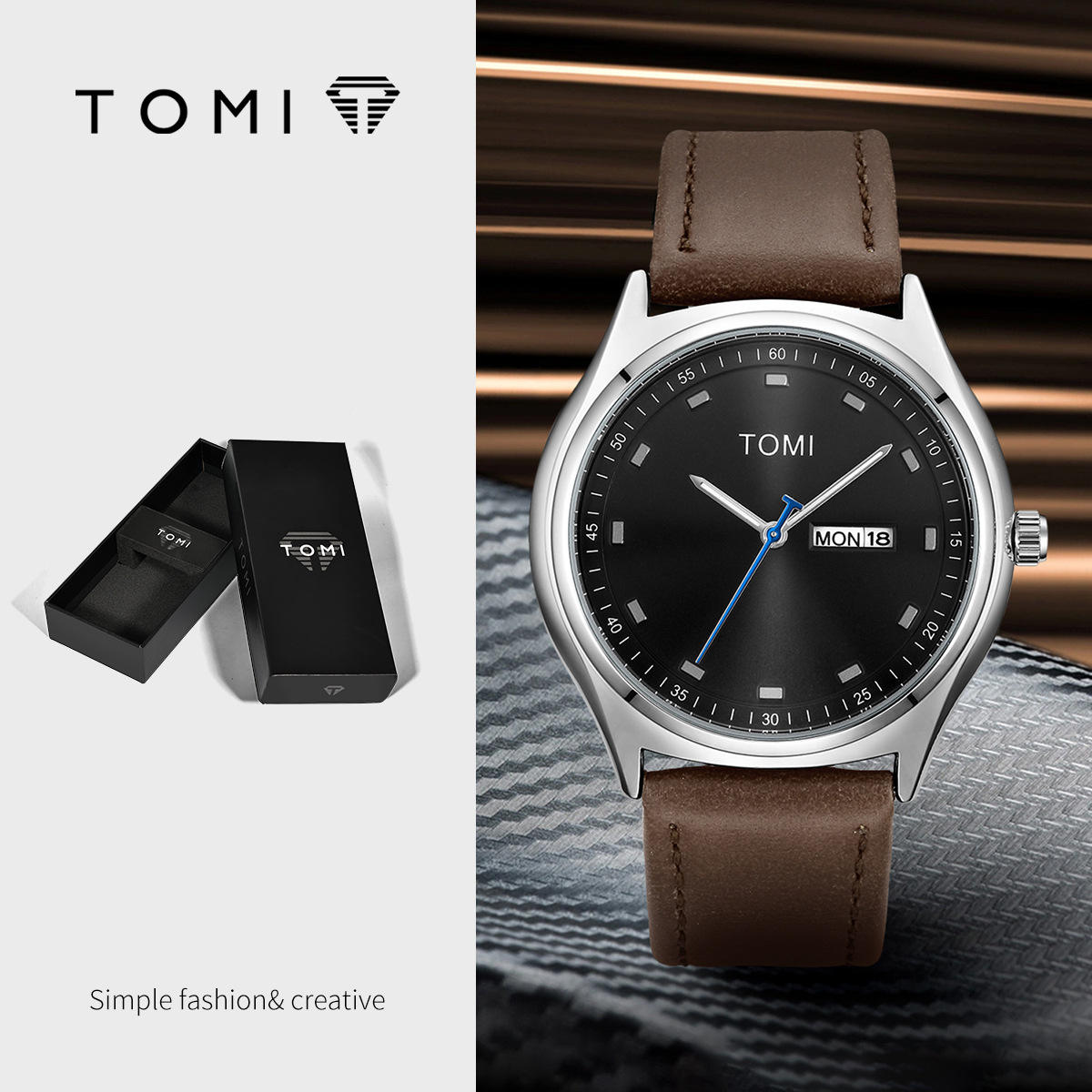 TOMI T-030 Men's Luxury Quartz Watch - Day & Date Display