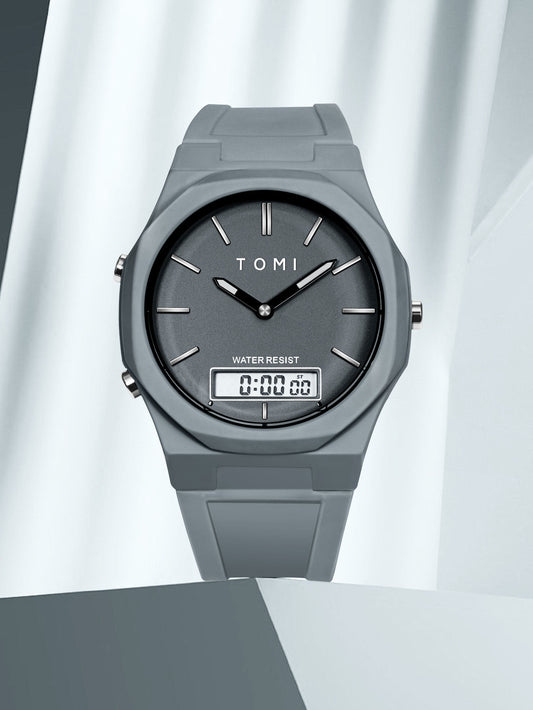 TOMI T-238 Dual Time Sports Watch Comfortable Straps Water Resistant