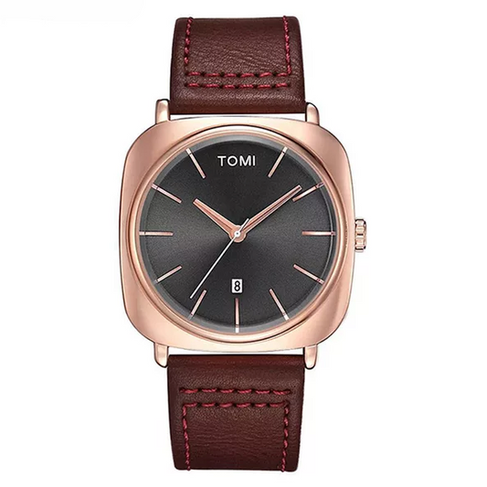 TOMI T-084 Men's Watch Quartz Date Leather Strap