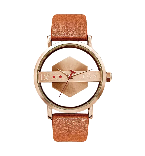 TOMI T-100 Luxury Unisex Watch Quartz Round Dial Transparent Wrist Watch