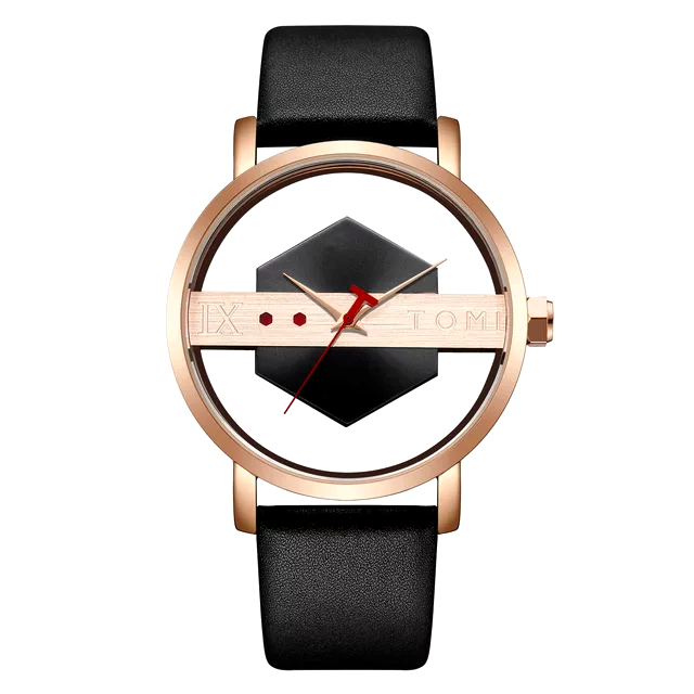TOMI T-100 Luxury Unisex Watch Quartz Round Dial Transparent Wrist Watch