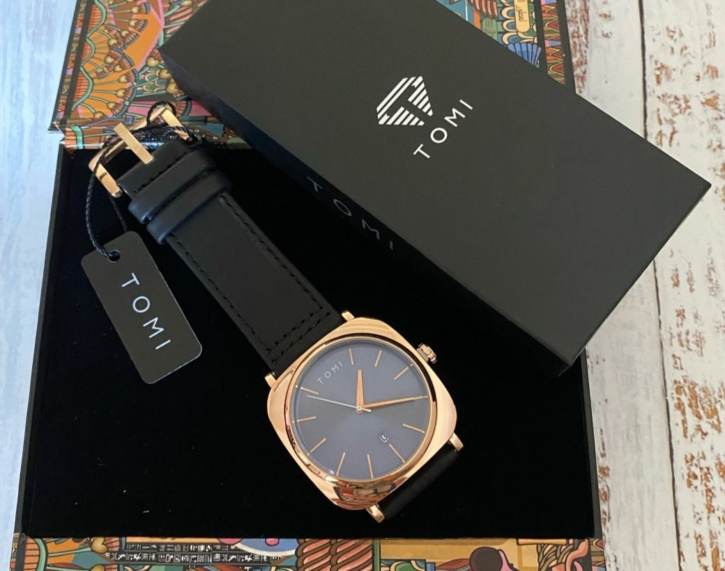 TOMI T-084 Men's Watch Quartz Date Leather Strap