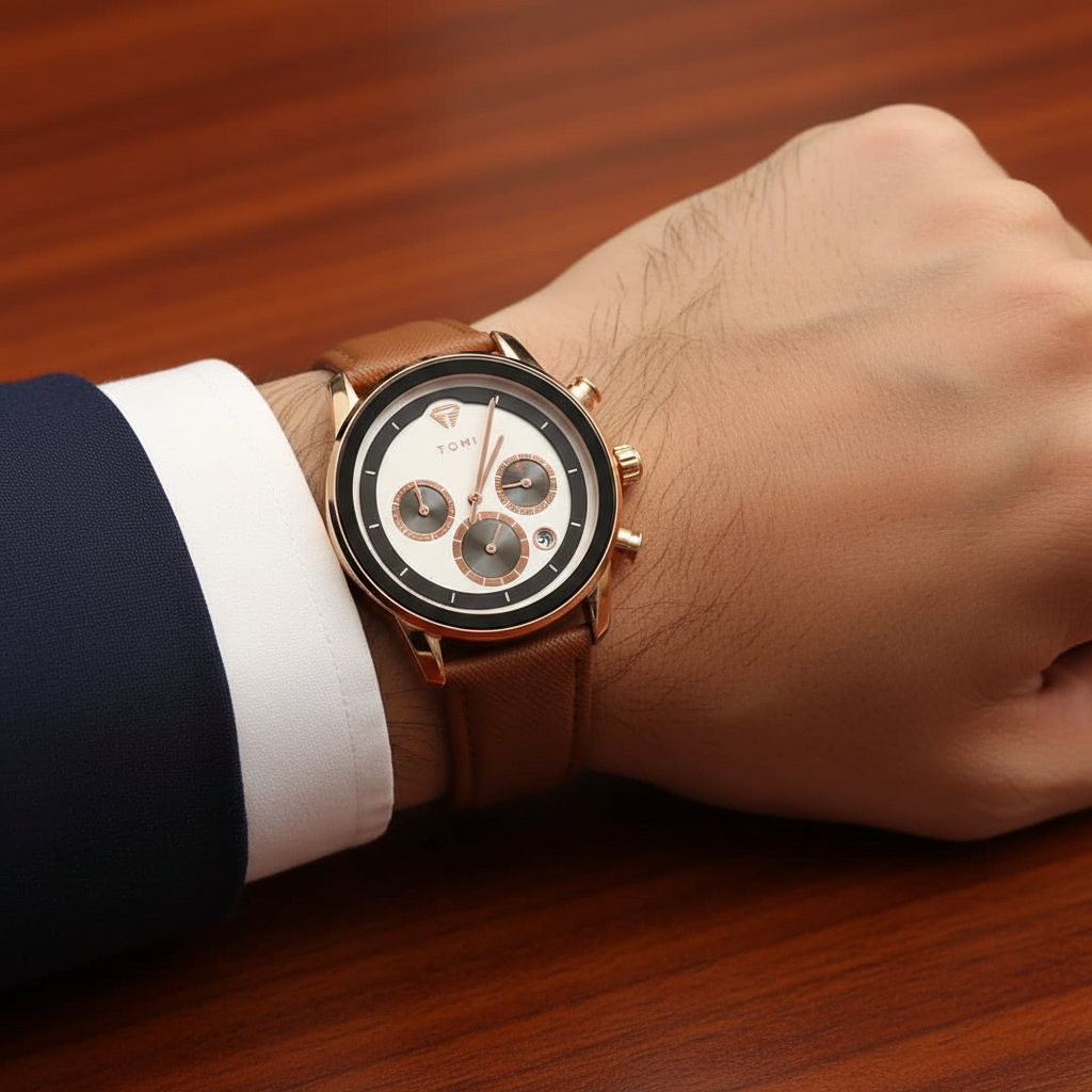 TOMI T-603 S6 Series Luxury Business Chronograph Watch Cufflinks Tie Pin