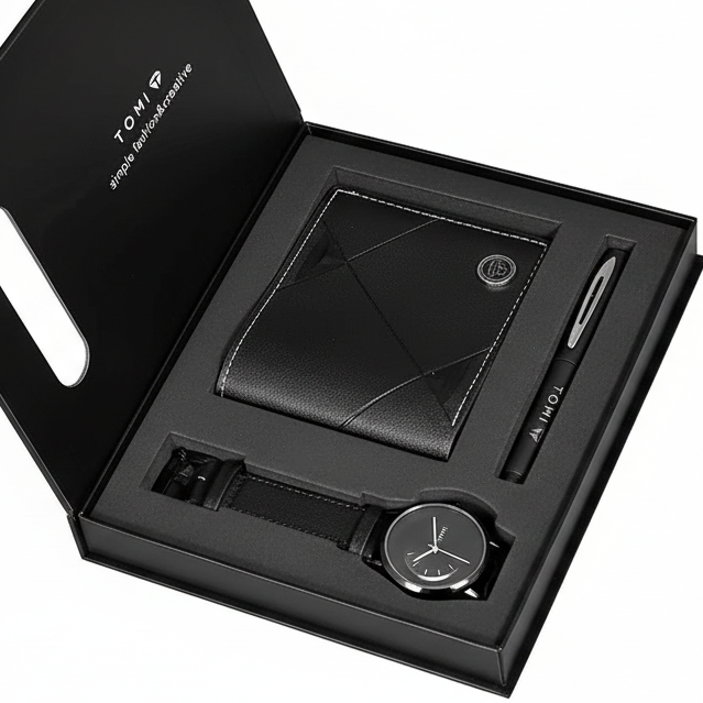 TOMI S8 Series Customised T-080 Gift Set Watch With Wallet & Pen Quartz