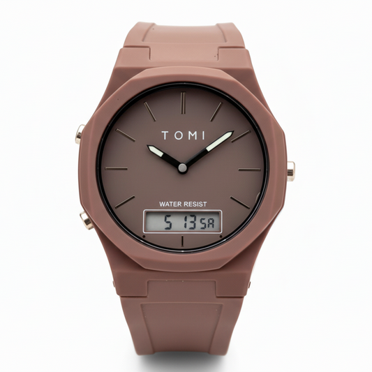 TOMI T-238 Dual Time Sports Watch Comfortable Straps Water Resistant
