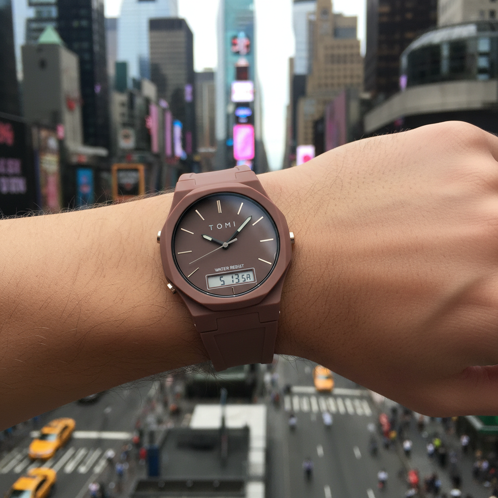 TOMI T-238 Dual Time Sports Watch Comfortable Straps Water Resistant