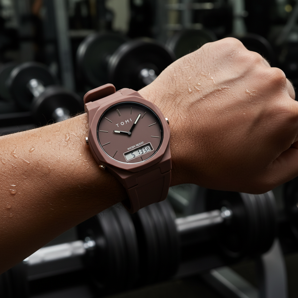 TOMI T-238 Dual Time Sports Watch Comfortable Straps Water Resistant