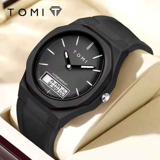 TOMI T-238 Dual Time Sports Watch Comfortable Straps Water Resistant