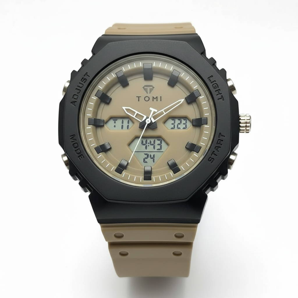 TOMI T-217 Dual Time Sports Watch Comfortable Straps Water Resistant